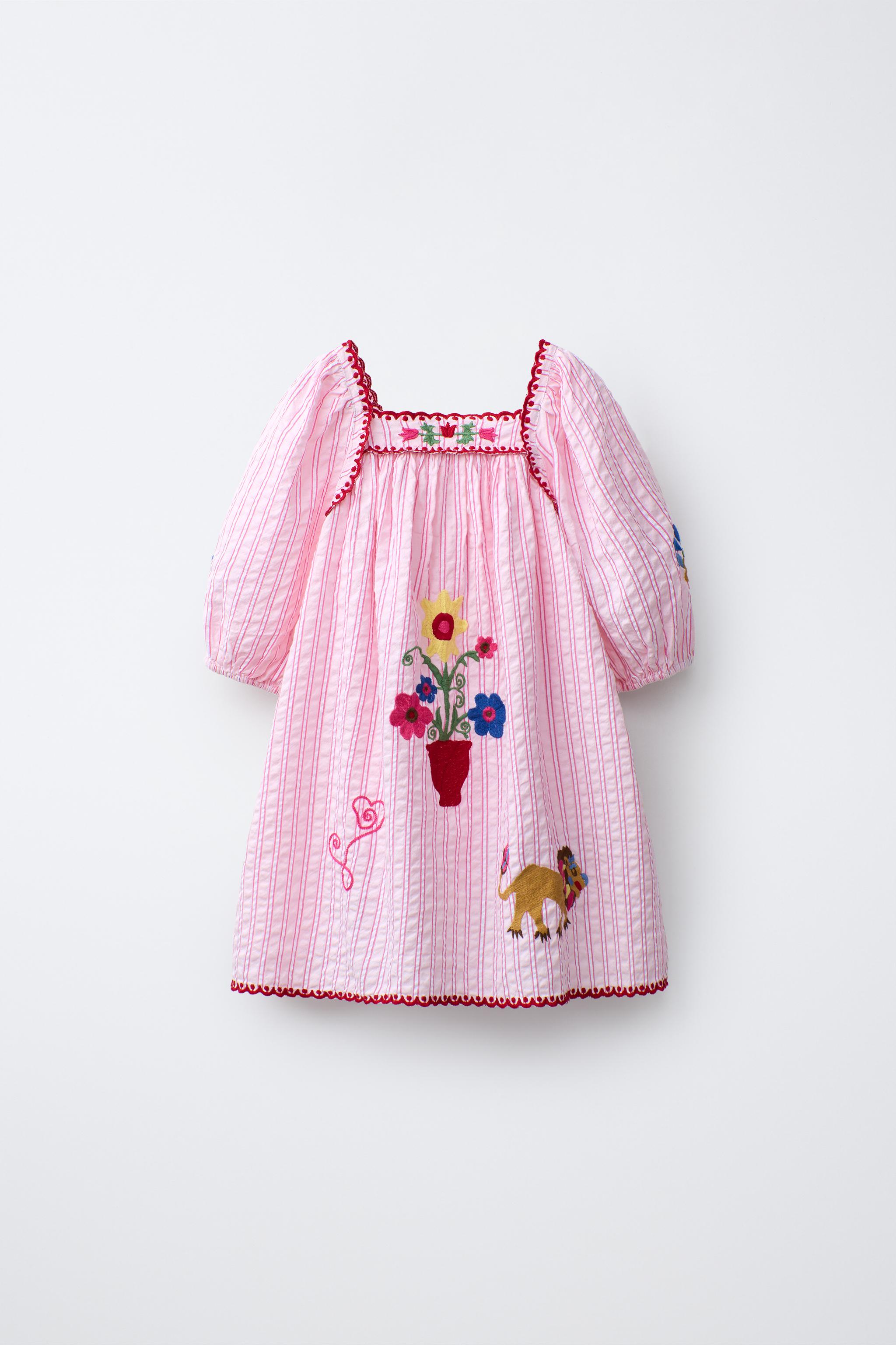 EMBROIDERED STRIPED DRESS SISSEL EDELBO X ZARA KIDS